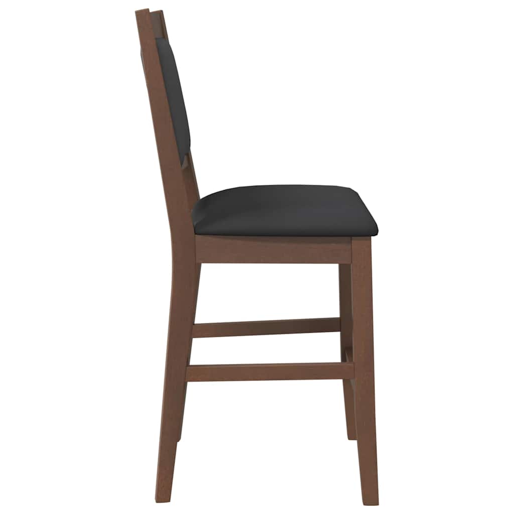 barstole med hynder 2 stk. massivt gummitræ brun