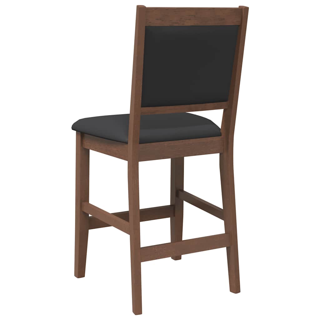 barstole med hynder 2 stk. massivt gummitræ brun