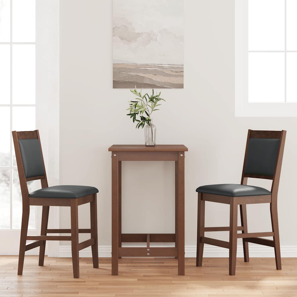 Barstole Med Hynder 2 Stk. Massivt Gummitræ Brun - Brun og sort