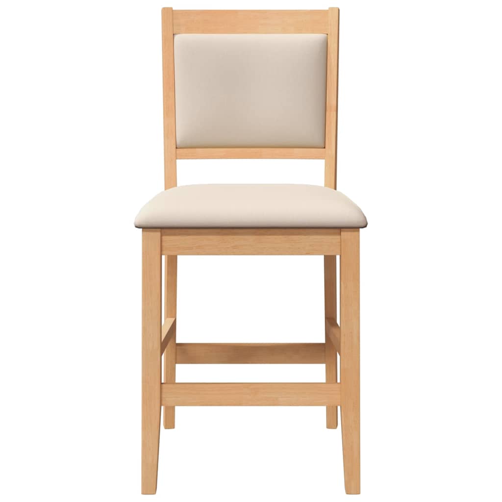 barstole med hynder 2 stk. massivt gummitræ naturfarvet