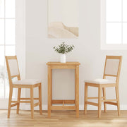 barstole med hynder 2 stk. massivt gummitræ naturfarvet