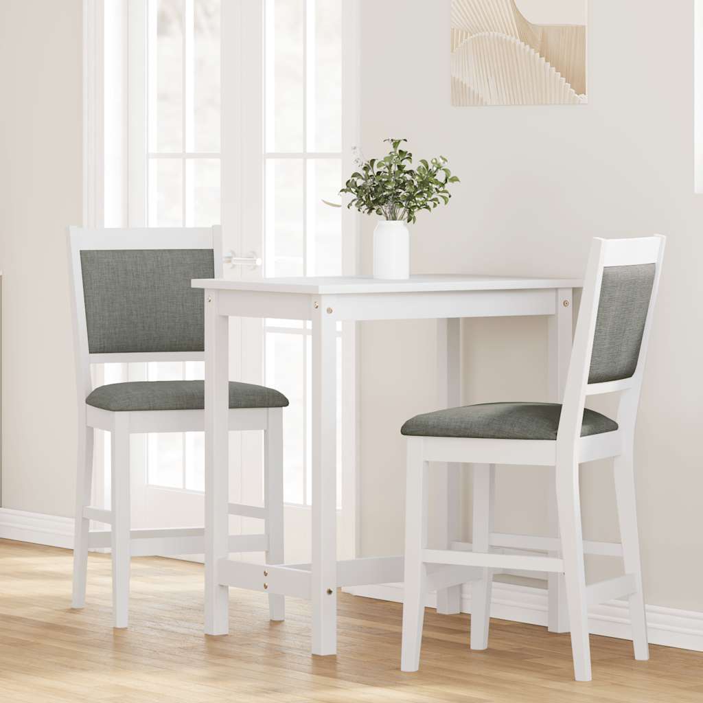 barstole med hynder 2 stk. massivt gummitræ hvid