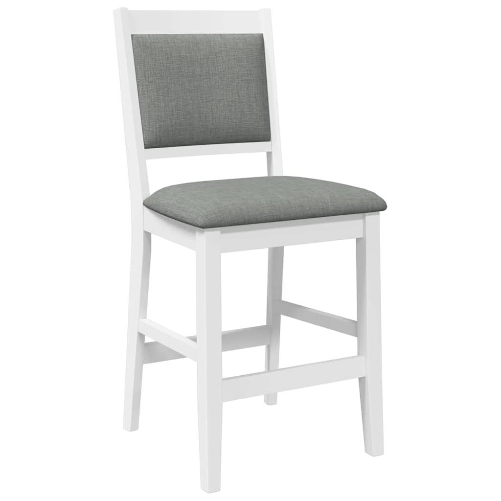 barstole med hynder 2 stk. massivt gummitræ hvid