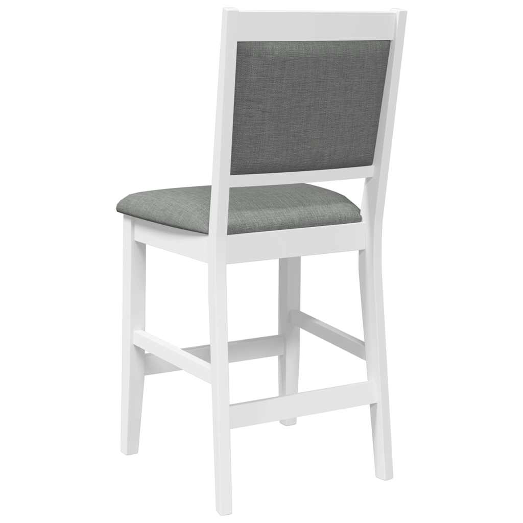 barstole med hynder 2 stk. massivt gummitræ hvid