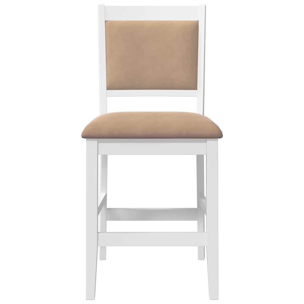 barstole med hynder 2 stk. massivt gummitræ hvid