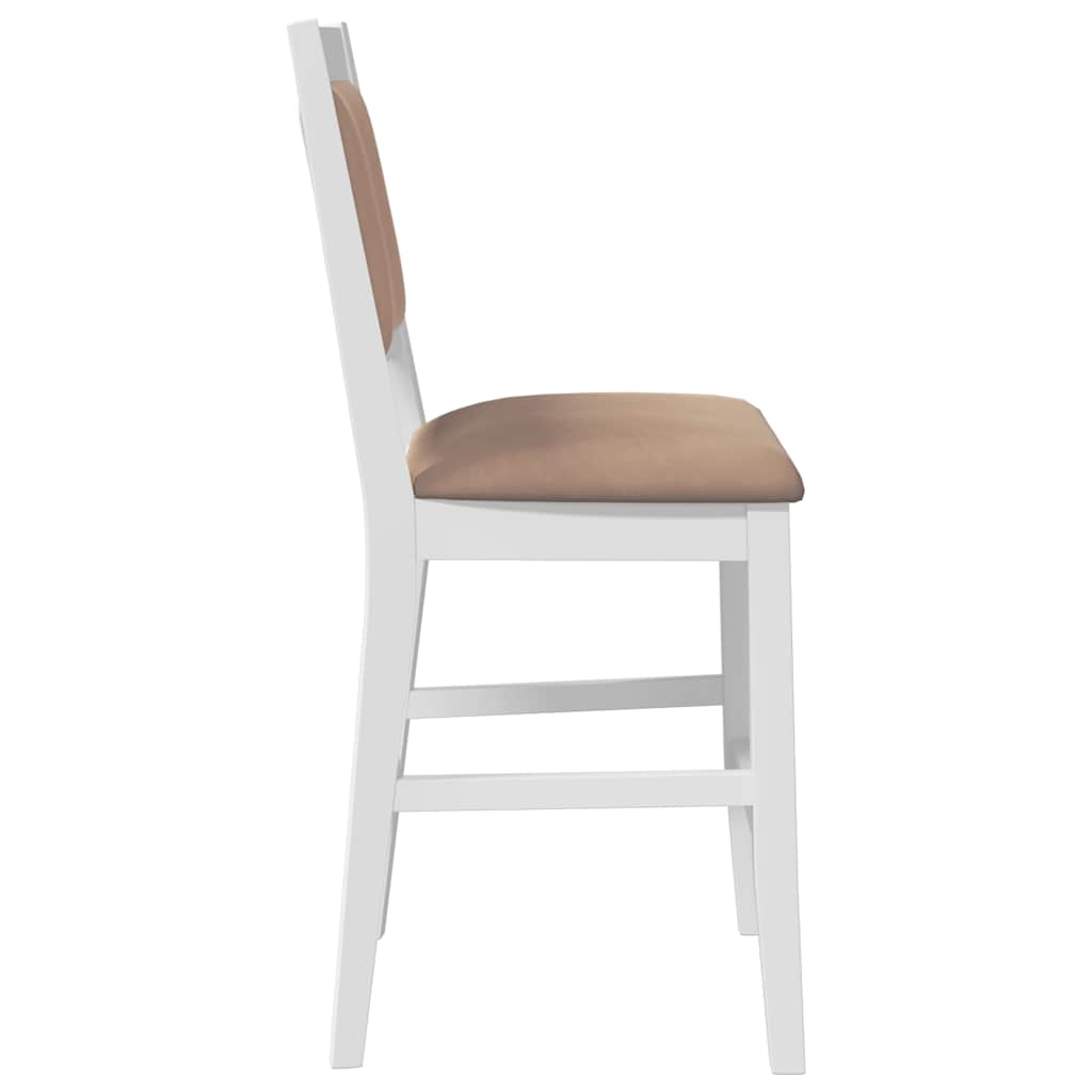 barstole med hynder 2 stk. massivt gummitræ hvid