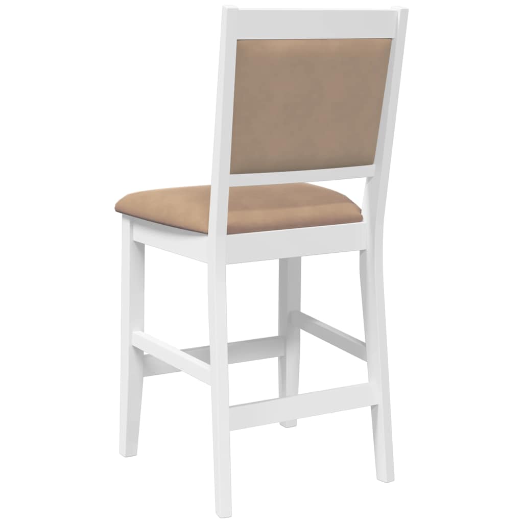 barstole med hynder 2 stk. massivt gummitræ hvid