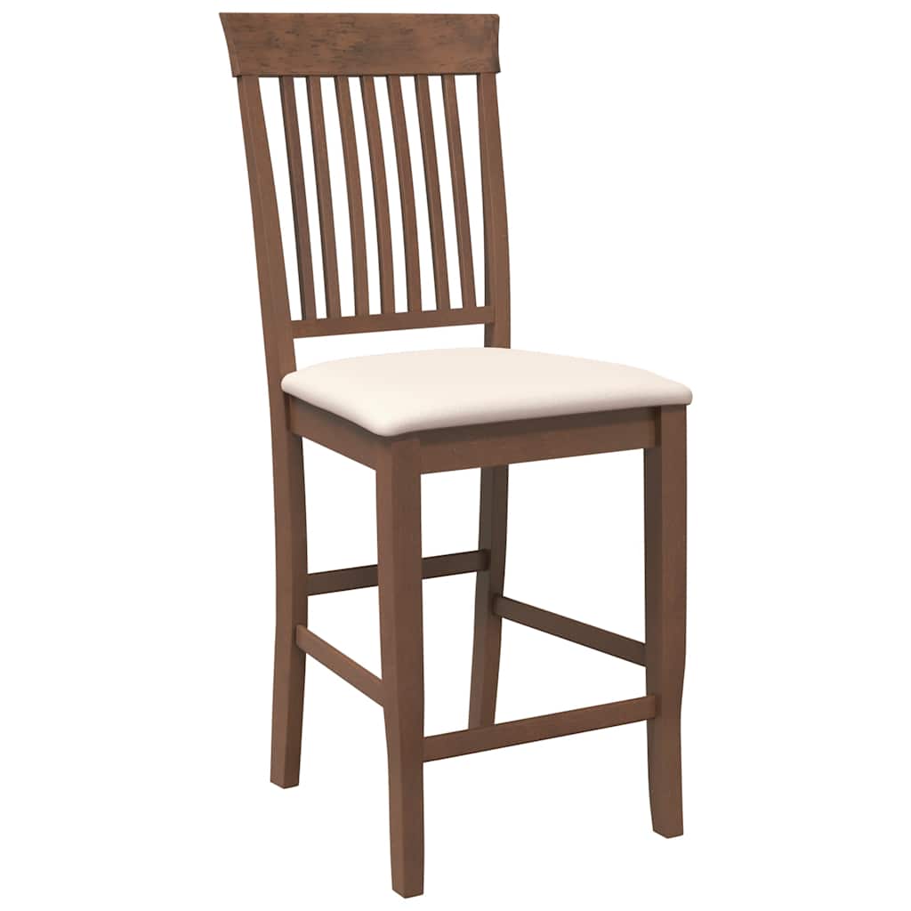 barstole med hynder 2 stk. massivt gummitræ brun