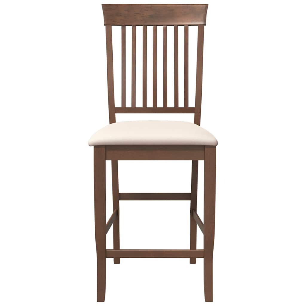 barstole med hynder 2 stk. massivt gummitræ brun