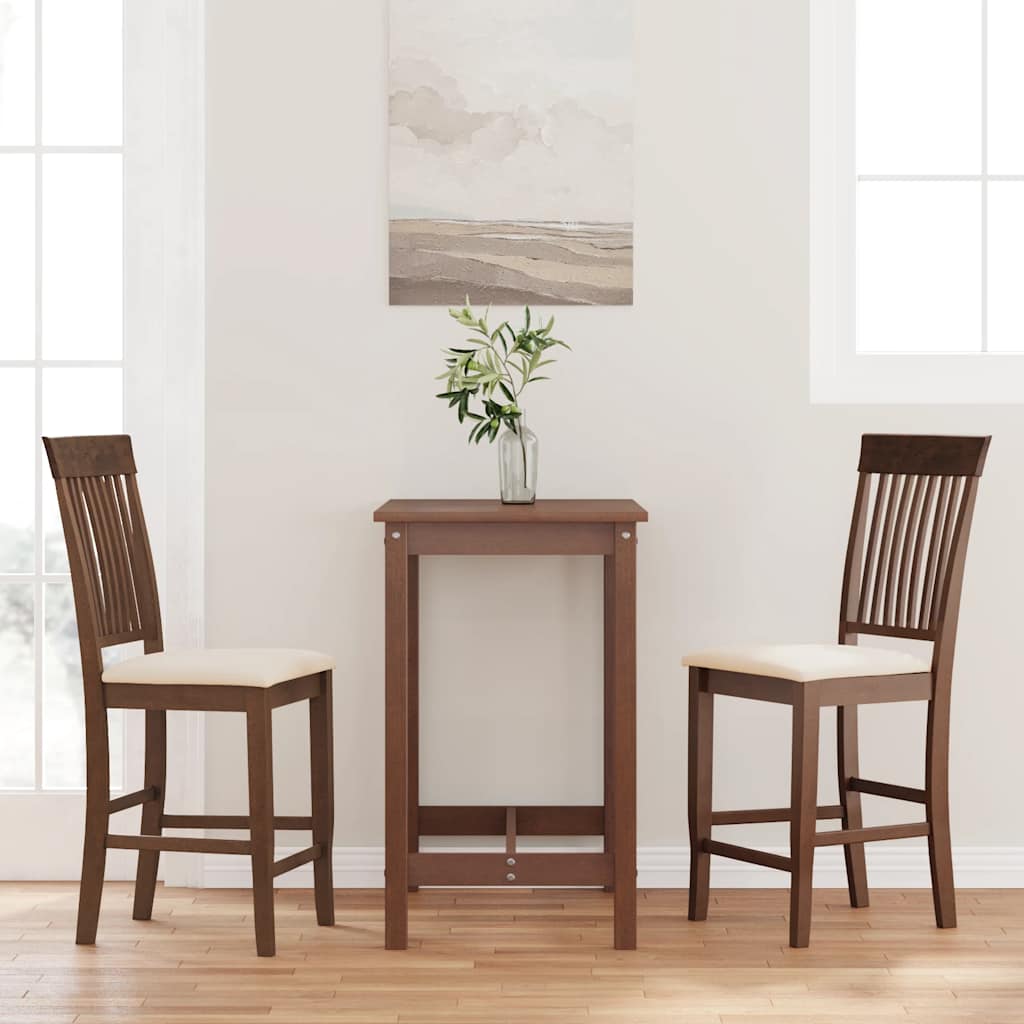 Barstole Med/uden Hynder 2 Stk. Massivt Gummitræ - Brun og lys