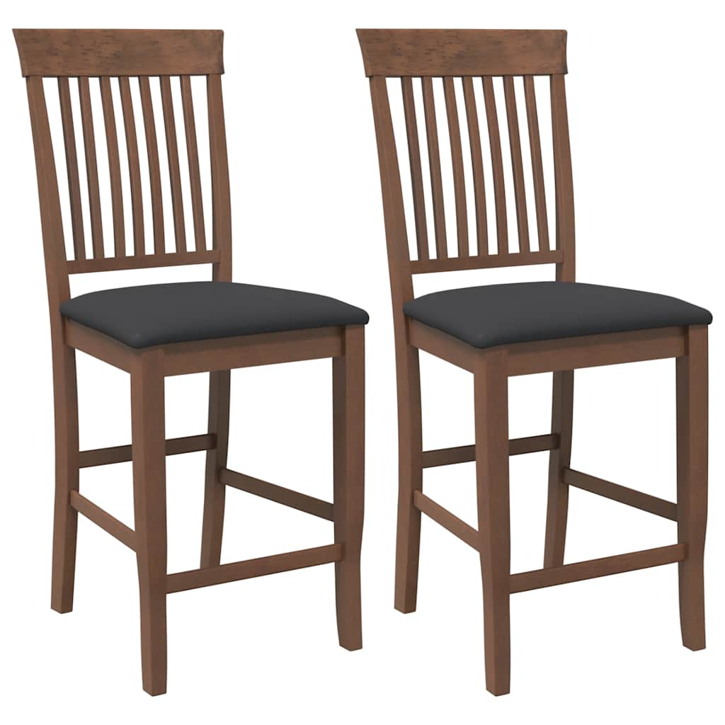 barstole med hynder 2 stk. massivt gummitræ brun