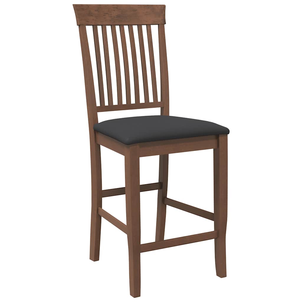barstole med hynder 2 stk. massivt gummitræ brun