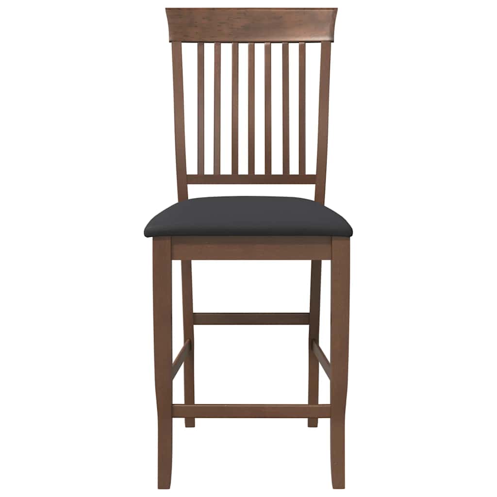 barstole med hynder 2 stk. massivt gummitræ brun