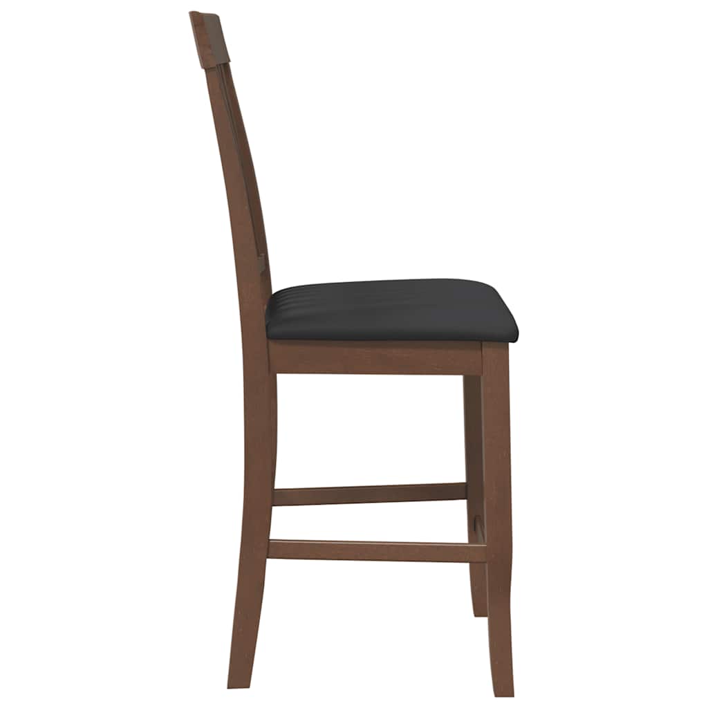 barstole med hynder 2 stk. massivt gummitræ brun