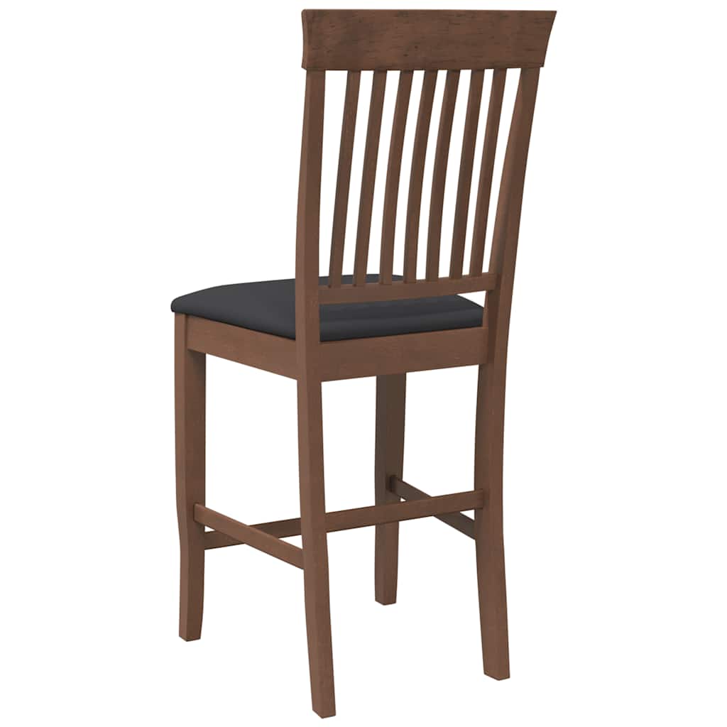 barstole med hynder 2 stk. massivt gummitræ brun