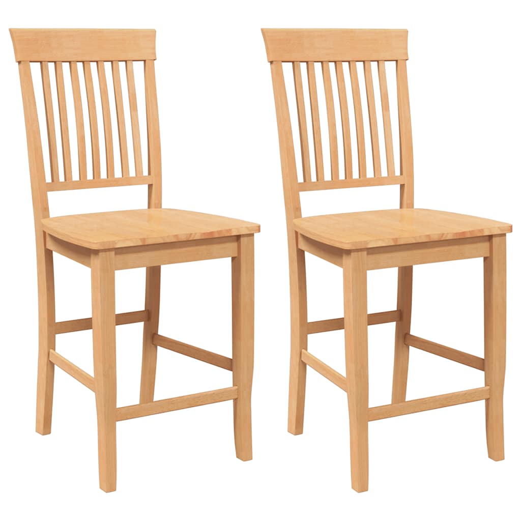 barstole 2 stk. massivt gummitræ naturfarvet