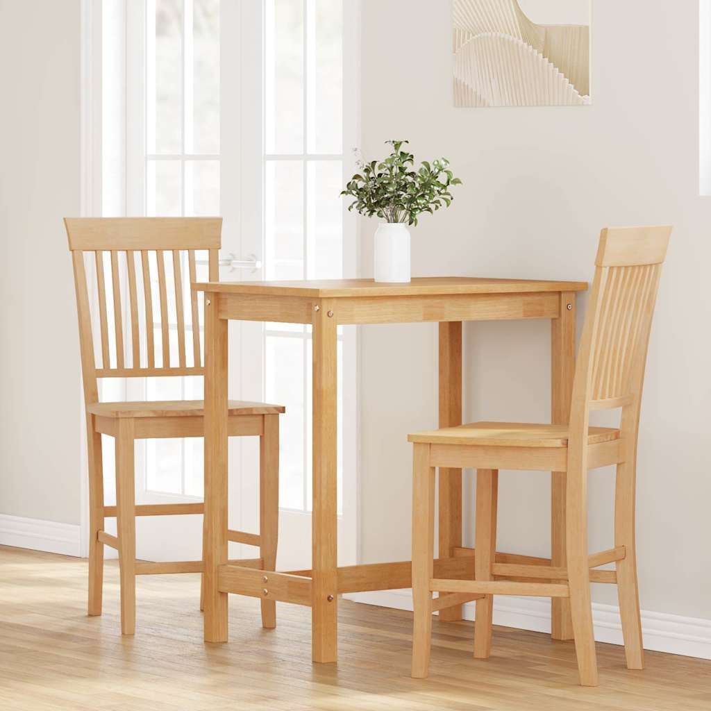 barstole 2 stk. massivt gummitræ naturfarvet