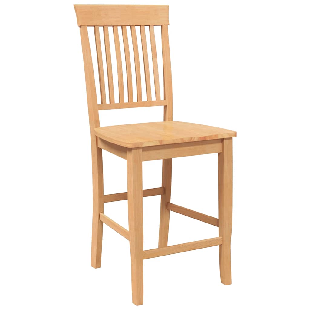 barstole 2 stk. massivt gummitræ naturfarvet
