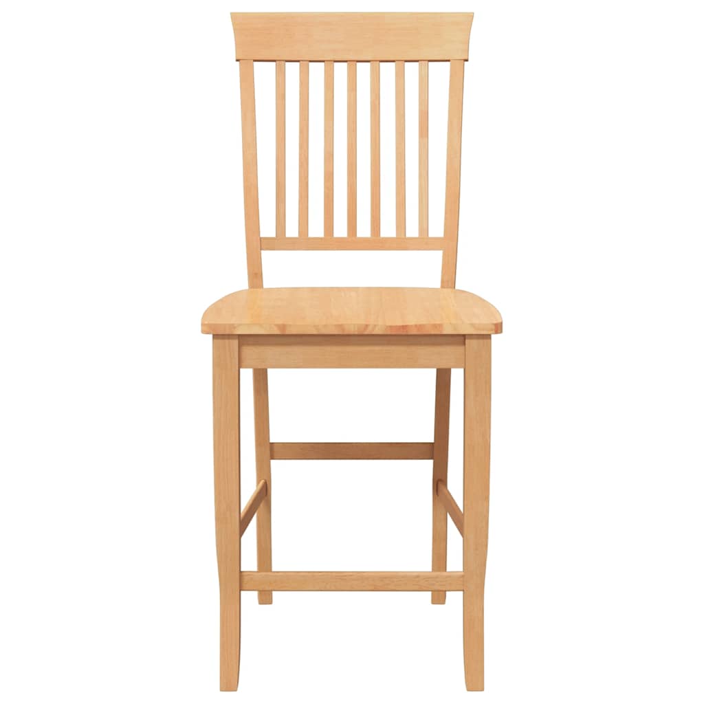 barstole 2 stk. massivt gummitræ naturfarvet