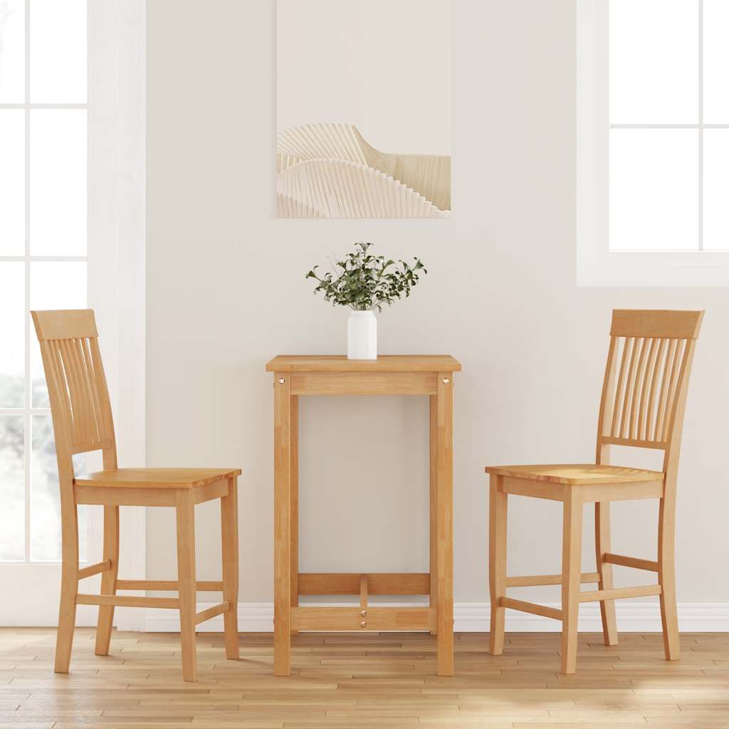Barstole Med/uden Hynder 2 Stk. Massivt Gummitræ - Naturfarvet