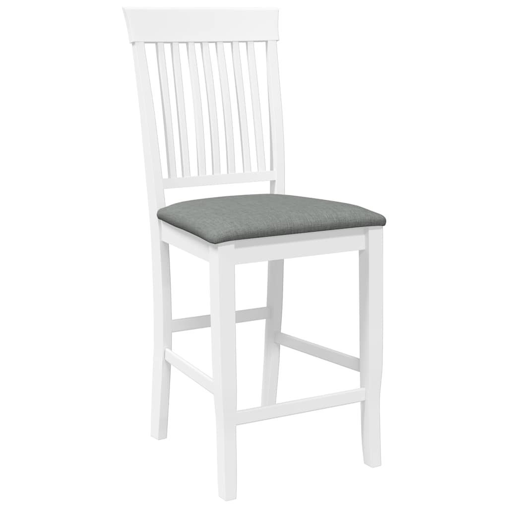 barstole med hynder 2 stk. massivt gummitræ hvid