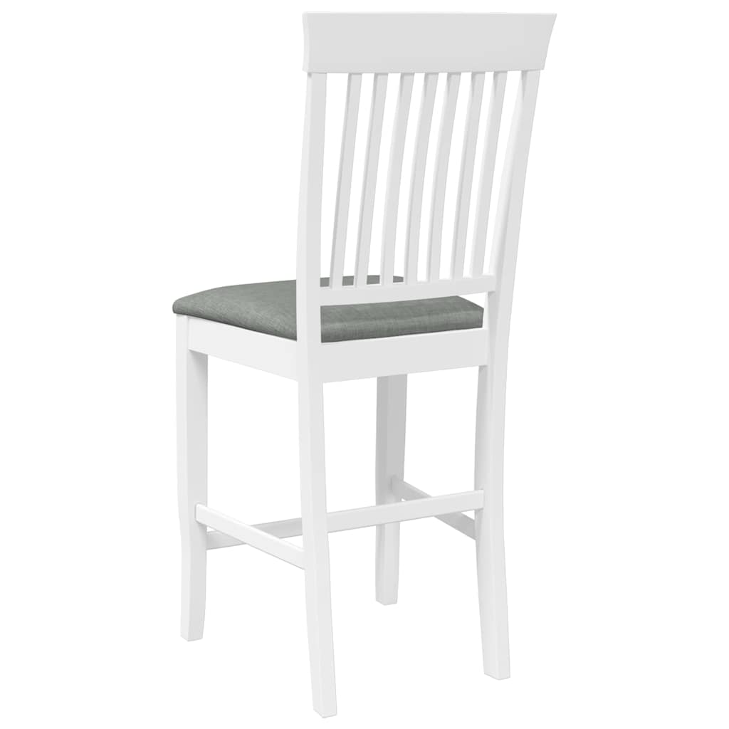 barstole med hynder 2 stk. massivt gummitræ hvid