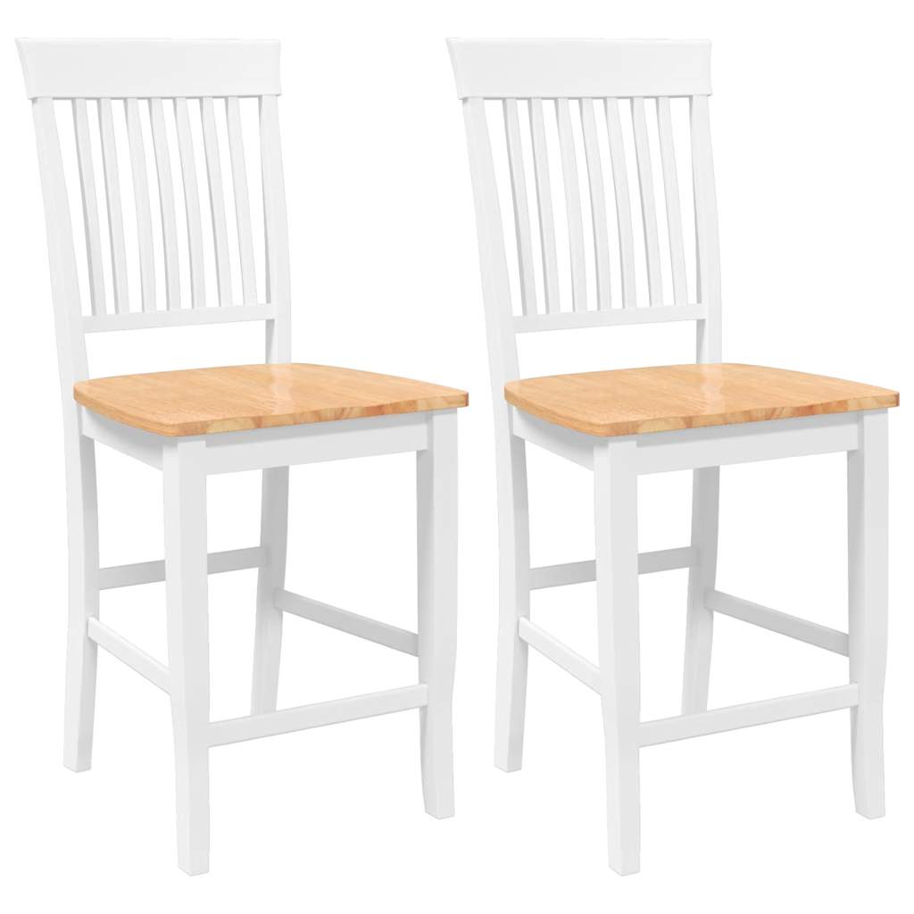 barstole 2 stk. massivt gummitræ hvid