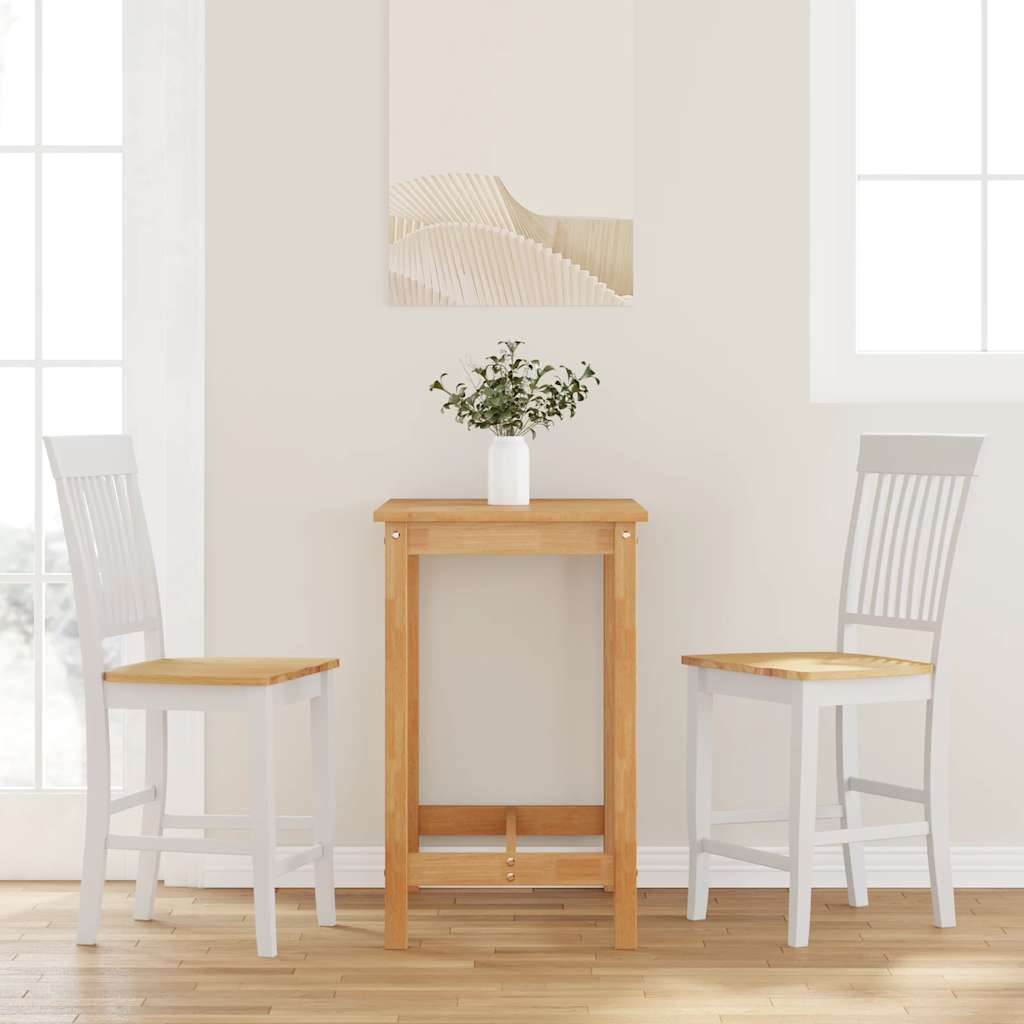 Barstole Med/uden Hynder 2 Stk. Massivt Gummitræ - hvid og naturfarvet