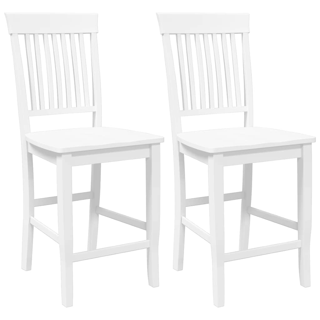 barstole 2 stk. massivt gummitræ hvid
