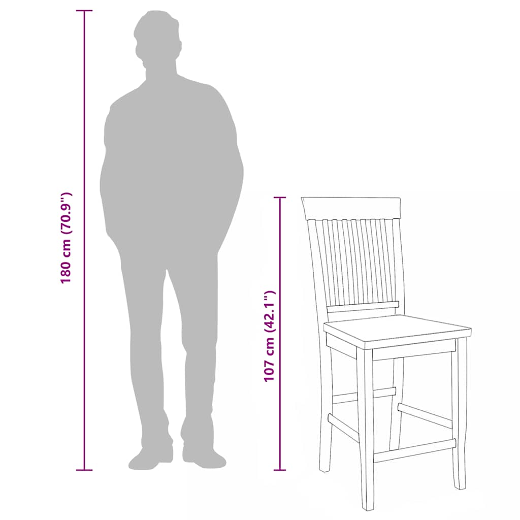 barstole 2 stk. massivt gummitræ hvid