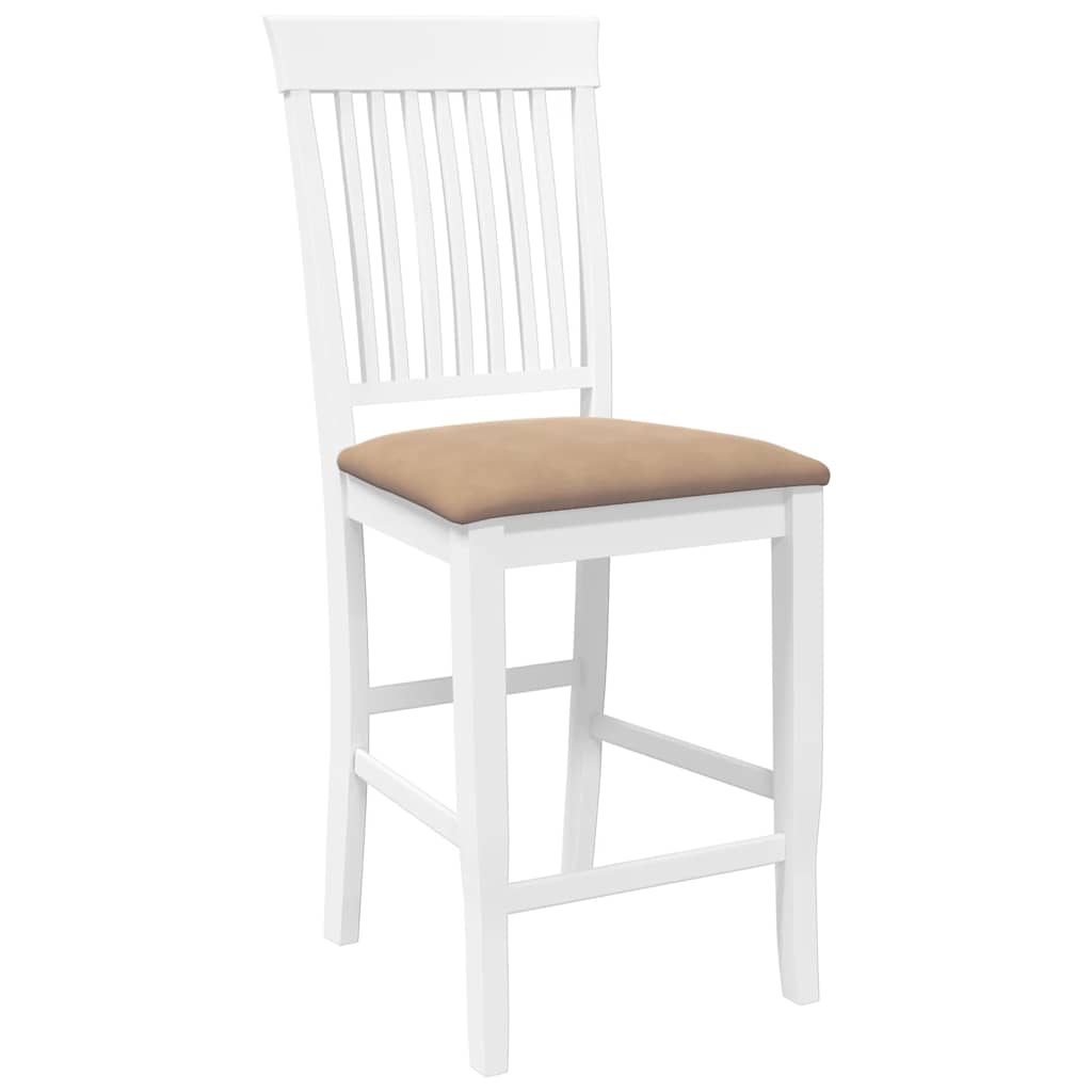 barstole med hynder 2 stk. massivt gummitræ hvid