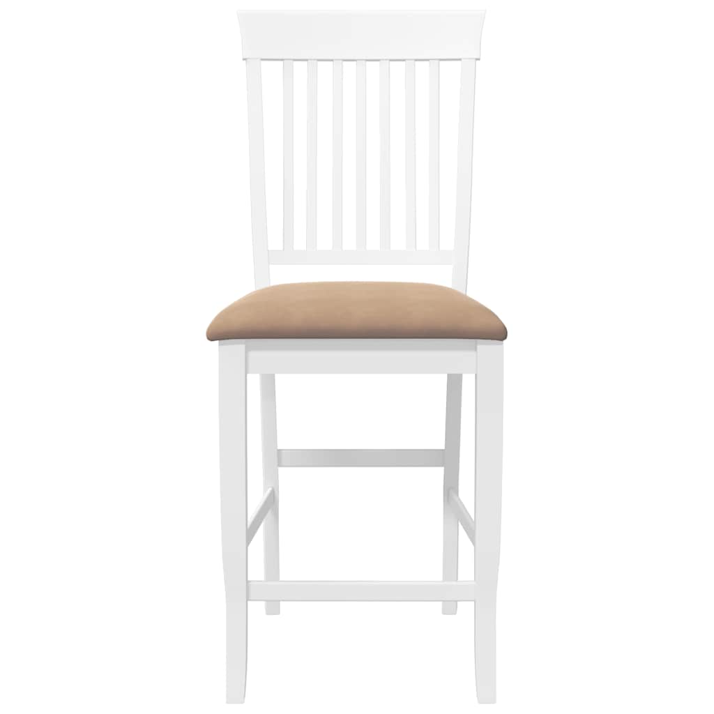 barstole med hynder 2 stk. massivt gummitræ hvid