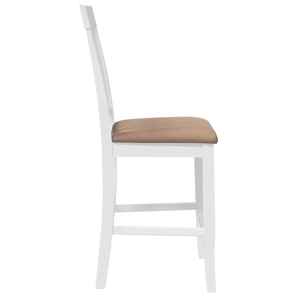 barstole med hynder 2 stk. massivt gummitræ hvid