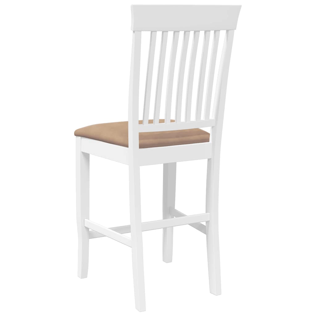 barstole med hynder 2 stk. massivt gummitræ hvid