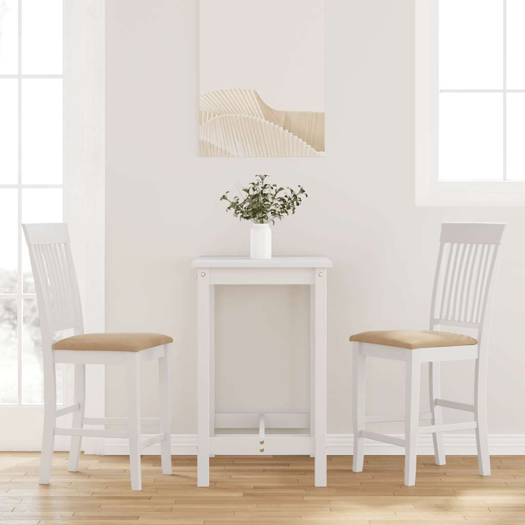 Barstole Med/uden Hynder 2 Stk. Massivt Gummitræ - Hvid og brun