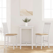 barstole med hynder 2 stk. massivt gummitræ hvid