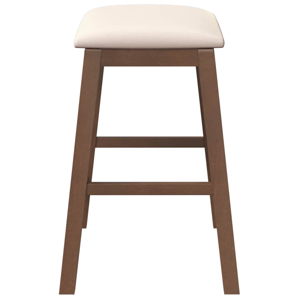 barstole med hynder 2 stk. massivt gummitræ brun