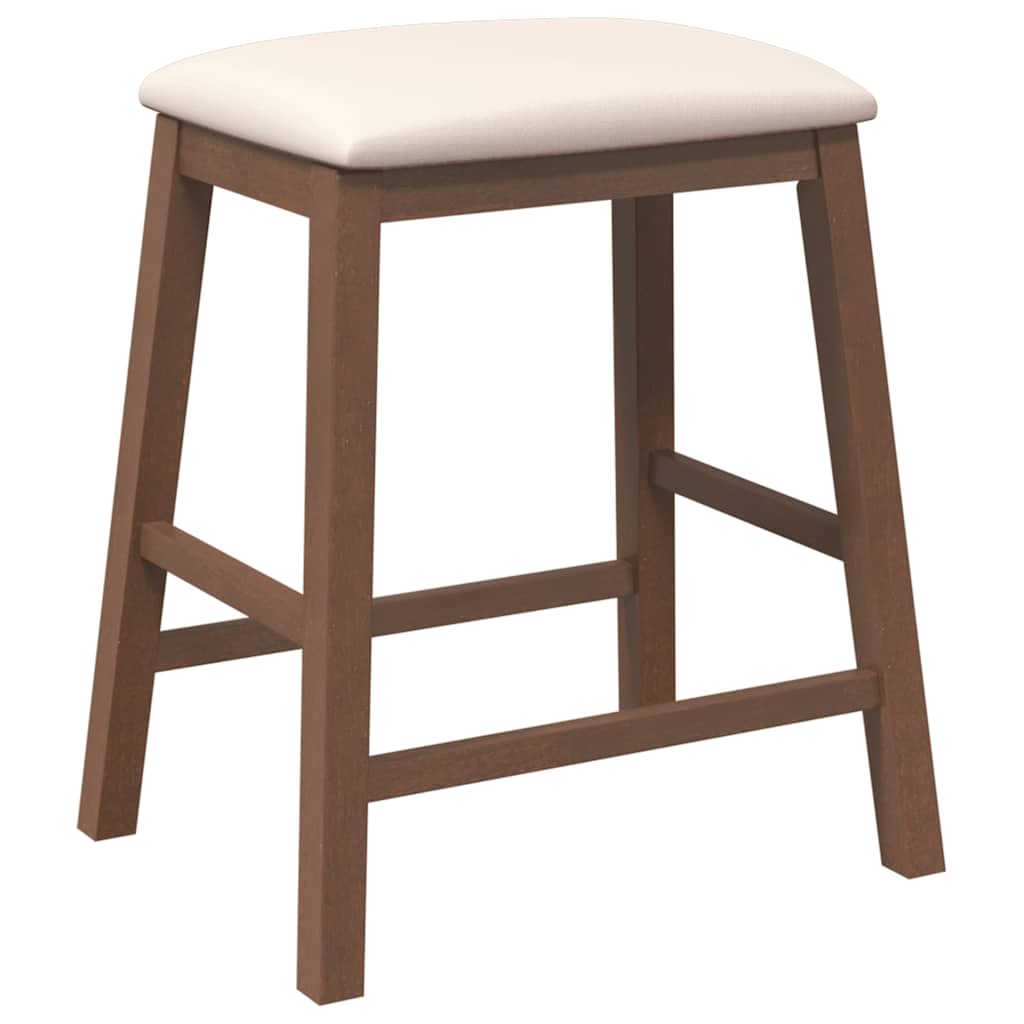 barstole med hynder 2 stk. massivt gummitræ brun