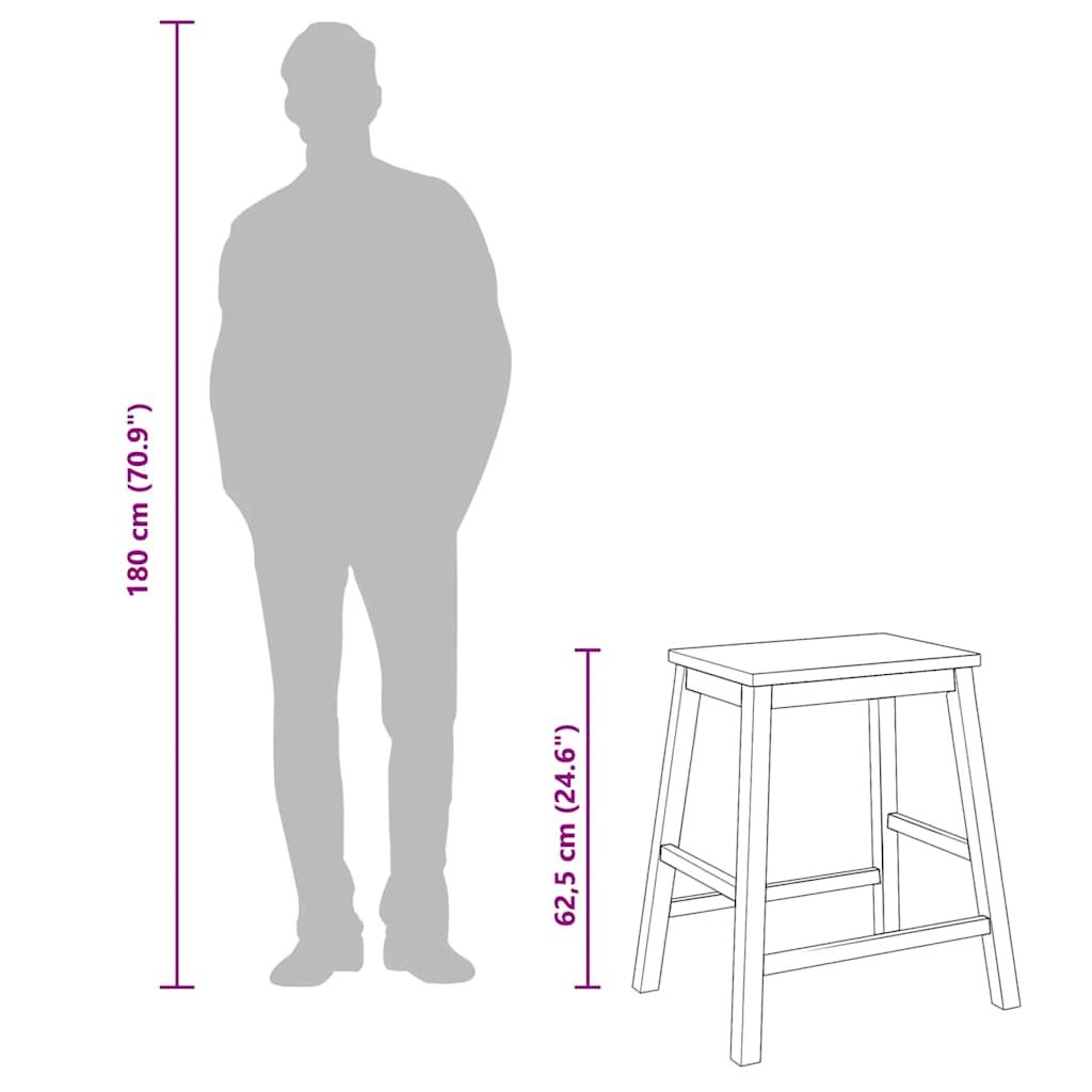 barstole 2 stk. massivt gummitræ hvid