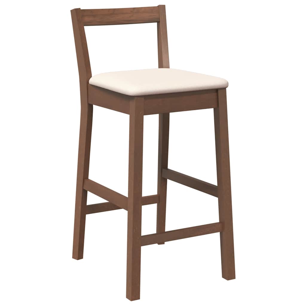 barstole med hynder 2 stk. massivt gummitræ brun