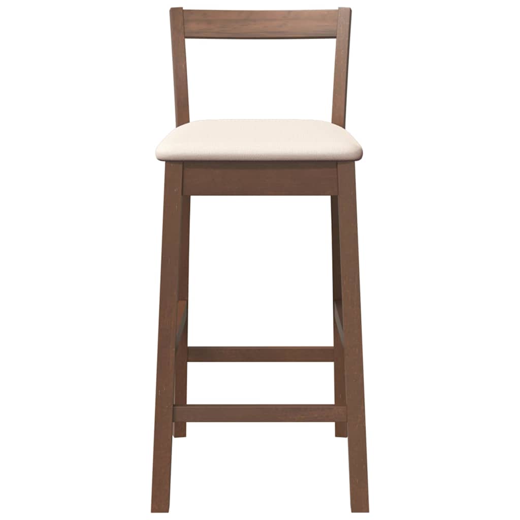 barstole med hynder 2 stk. massivt gummitræ brun