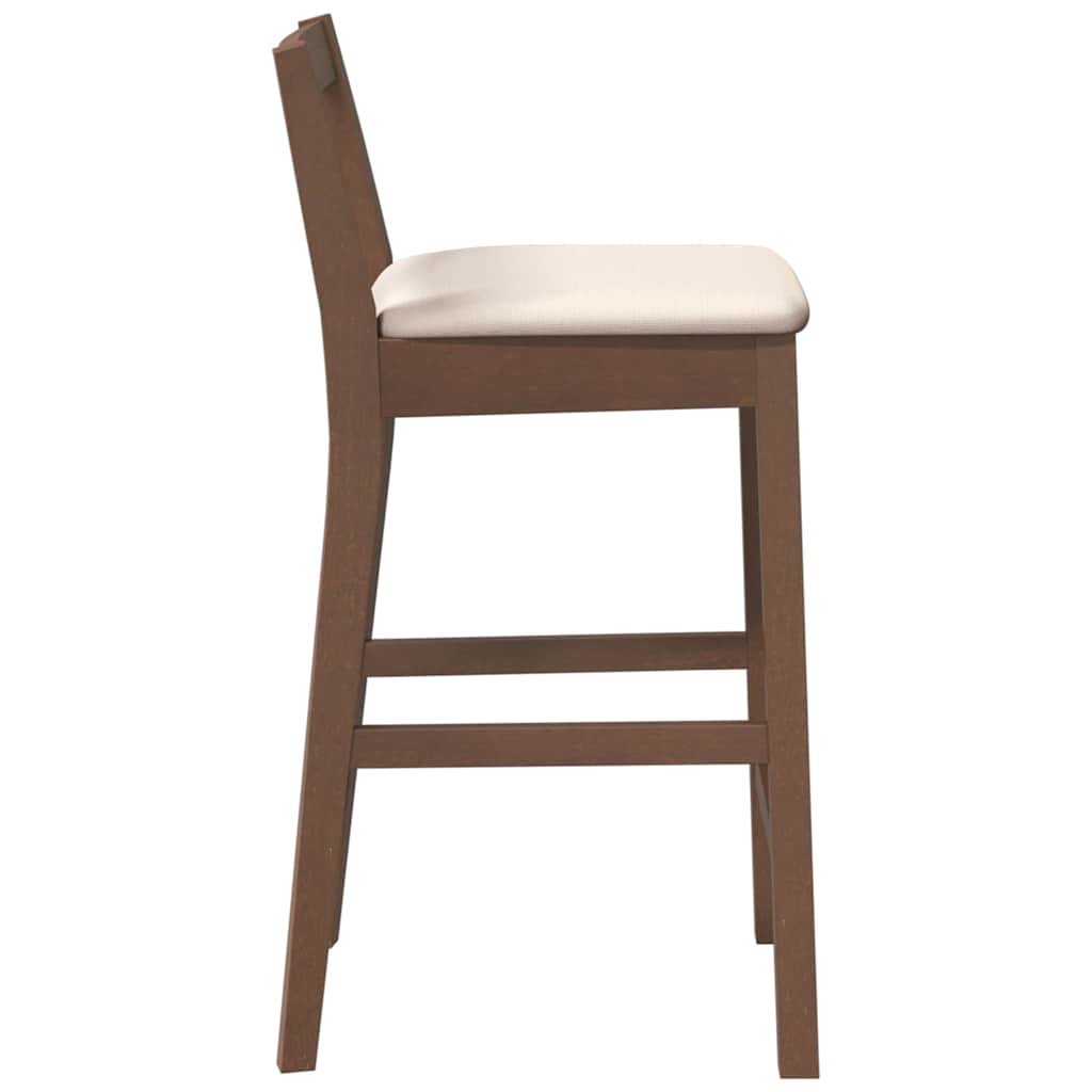 barstole med hynder 2 stk. massivt gummitræ brun