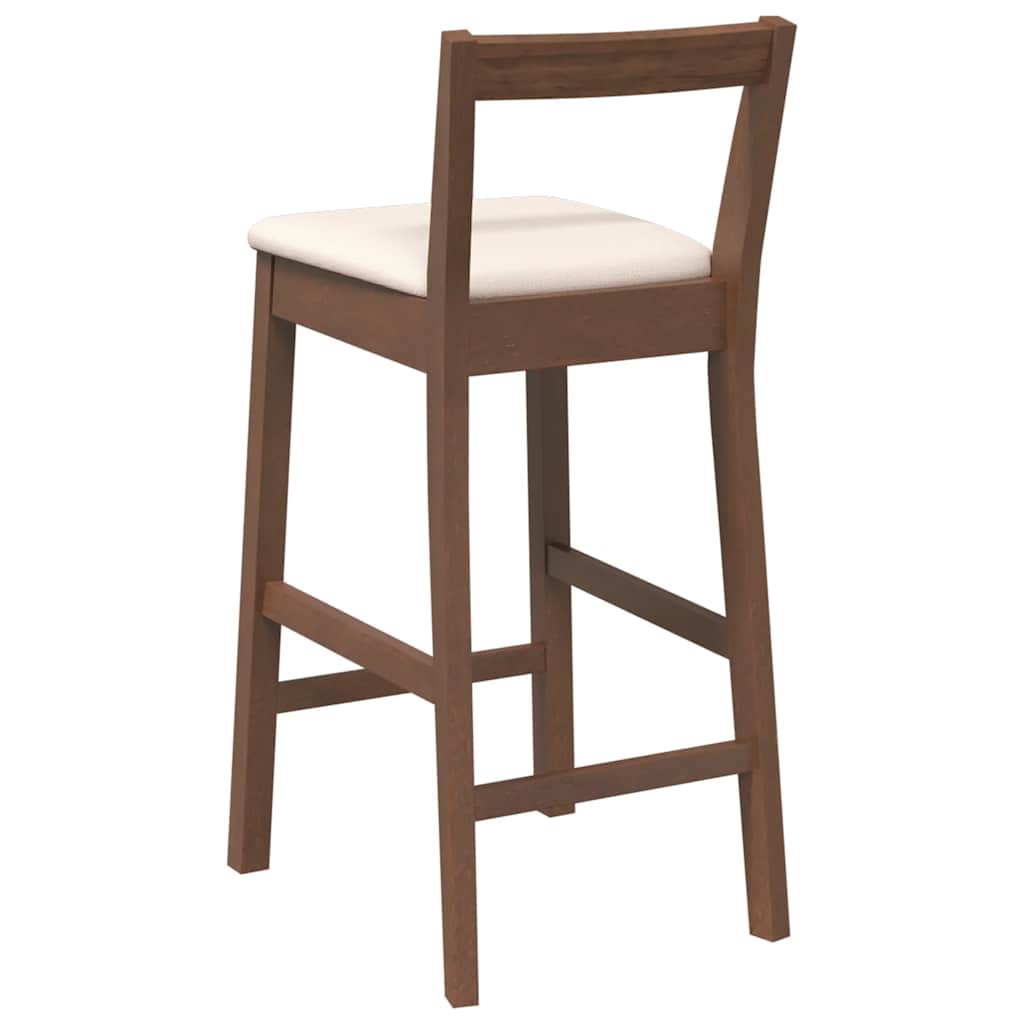 barstole med hynder 2 stk. massivt gummitræ brun