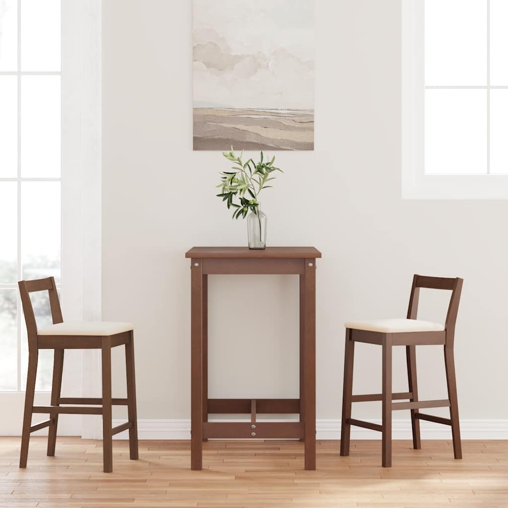 barstole med hynder 2 stk. massivt gummitræ brun billede