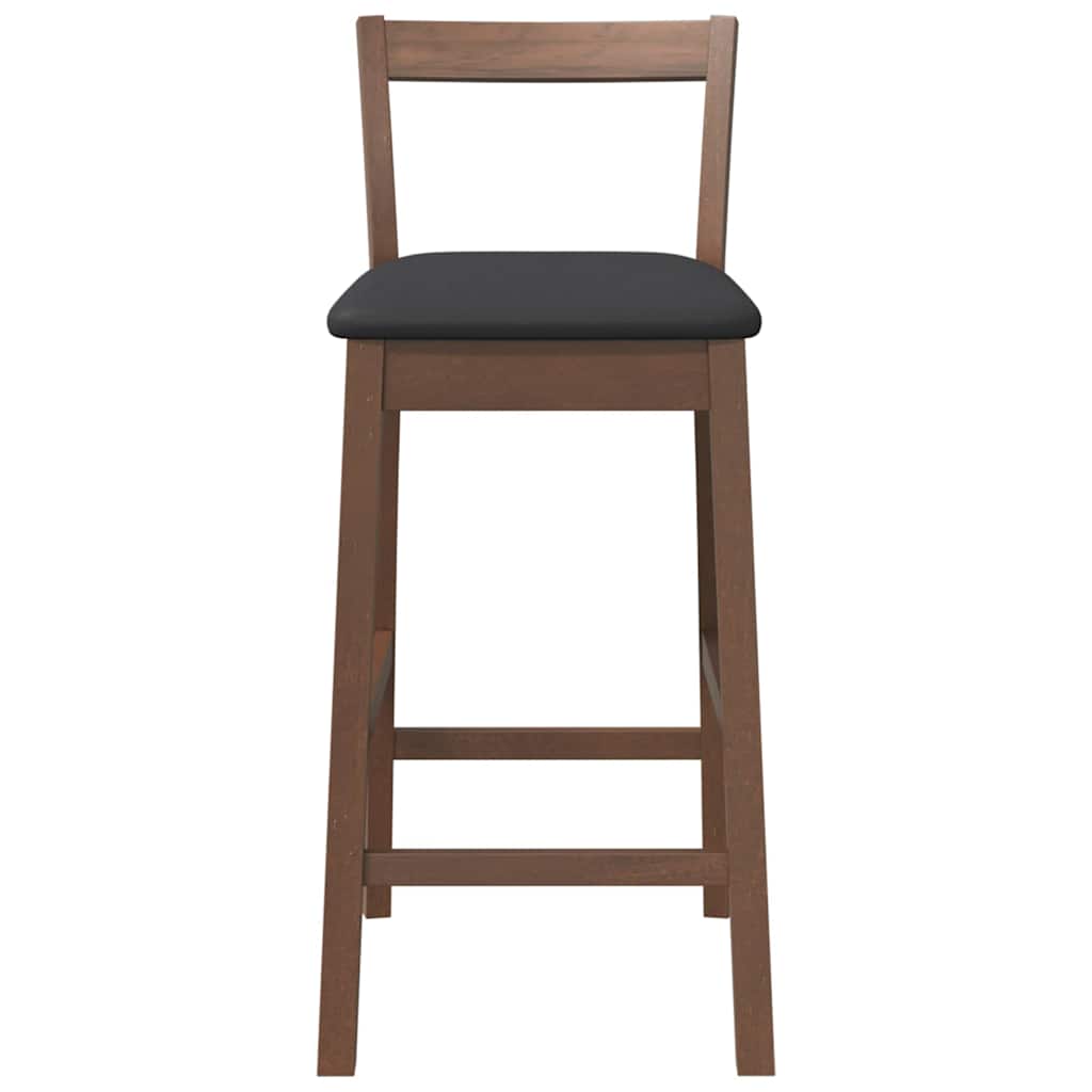 barstole med hynder 2 stk. massivt gummitræ brun