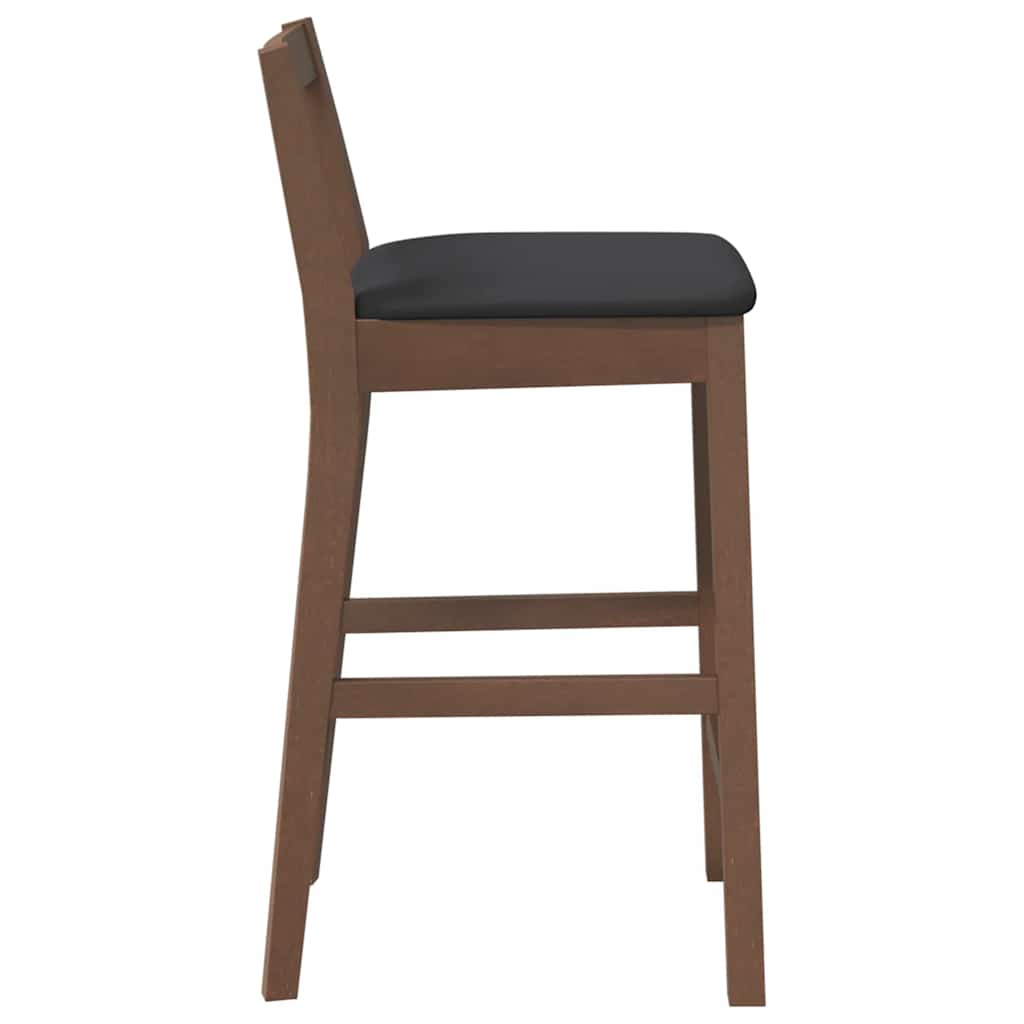 barstole med hynder 2 stk. massivt gummitræ brun
