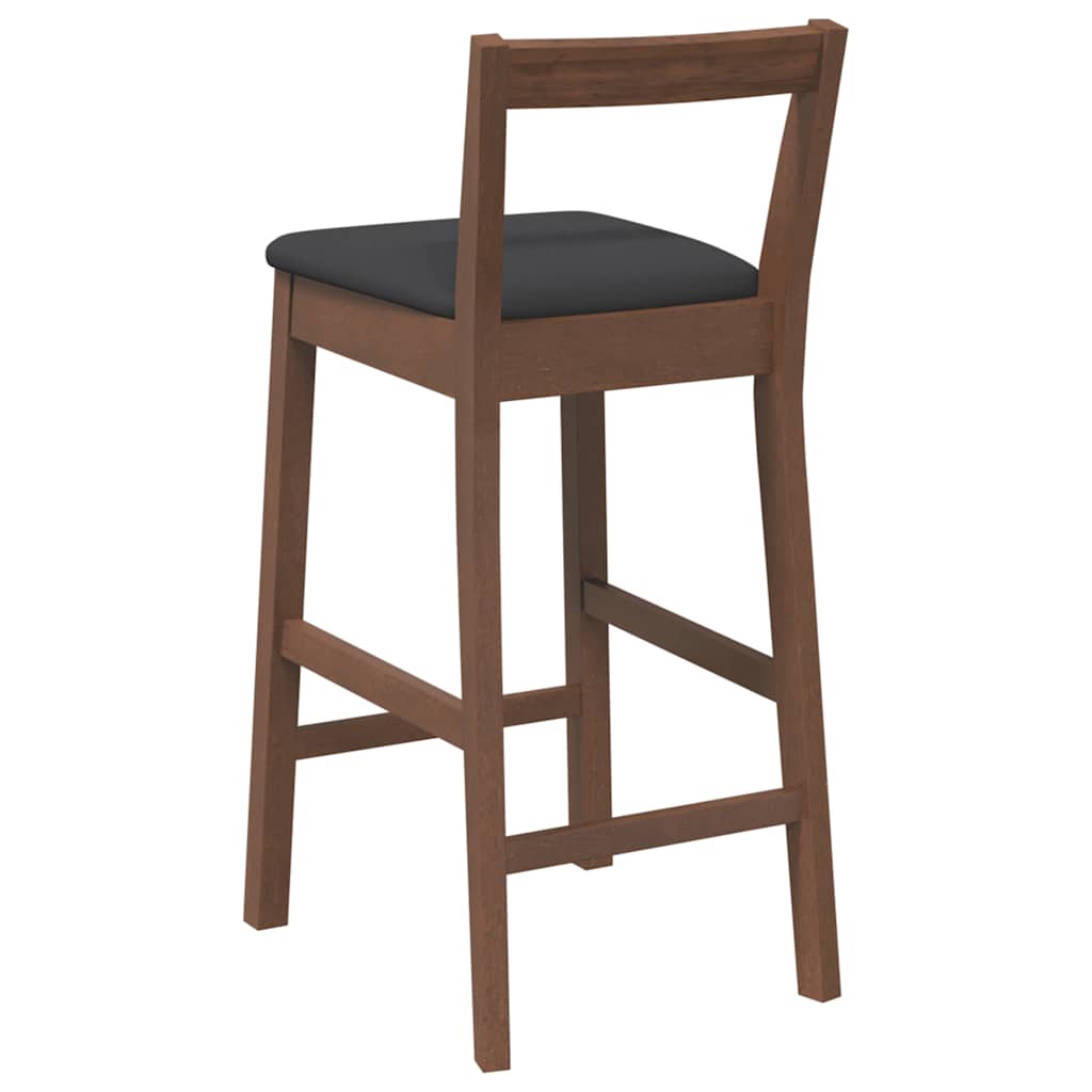 barstole med hynder 2 stk. massivt gummitræ brun