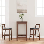 barstole med hynder 2 stk. massivt gummitræ brun