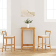 barstole med hynder 2 stk. massivt gummitræ naturfarvet