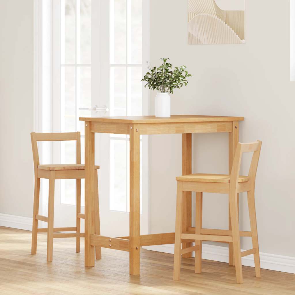 barstole 2 stk. massivt gummitræ naturfarvet